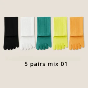 5 paires chaussettes de pilates multicolores en coton