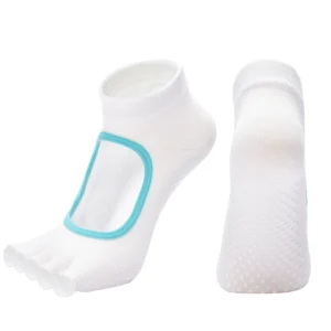 Chaussettes pilates courtes blanches à orteils séparés