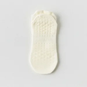 Chaussettes pilates courtes crème antidérapantes