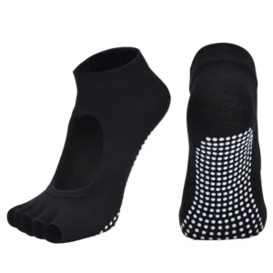 Chaussettes pilates courtes noires à orteils séparés