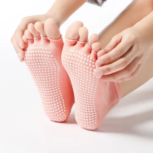 Chaussettes pilates courtes roses à orteils séparés