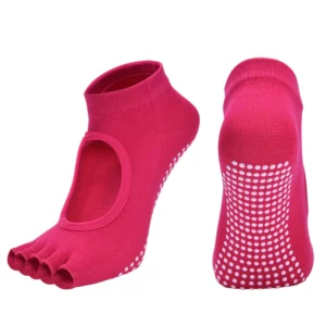 Chaussettes pilates courtes rouges à orteils séparés