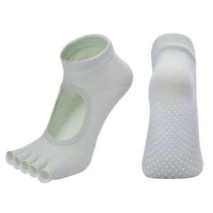 Chaussettes pilates courtes turquoises à orteils séparés