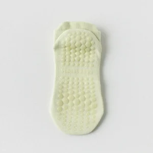 Chaussettes pilates courtes vertes antidérapantes