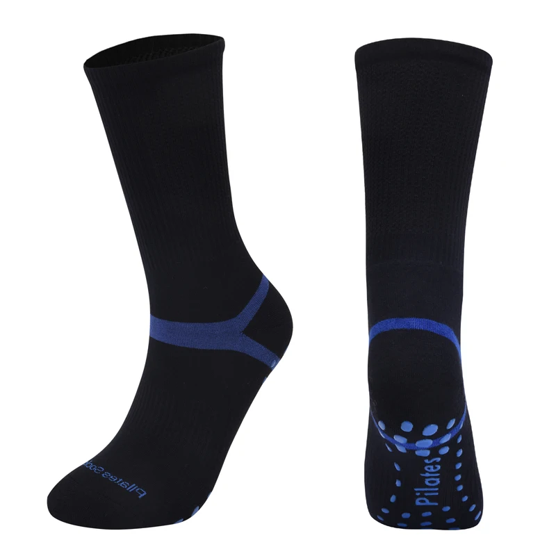 Chaussettes pilates longues noires et bleues