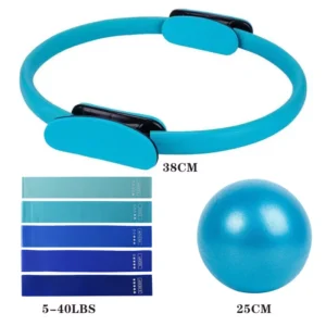 Kit pilates bleu cercle, élastique et ballon