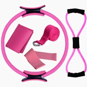 Kit pilates cercle et élastiques rose